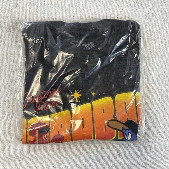 Disney Greetings From Agrabah Aladdin Postcard Genie T-shirt Size Small S Black - Picture 7 of 7